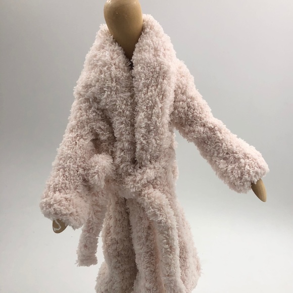 12” Wood Posable Manikin with Pink Microfiber Robe - Picture 1 of 1